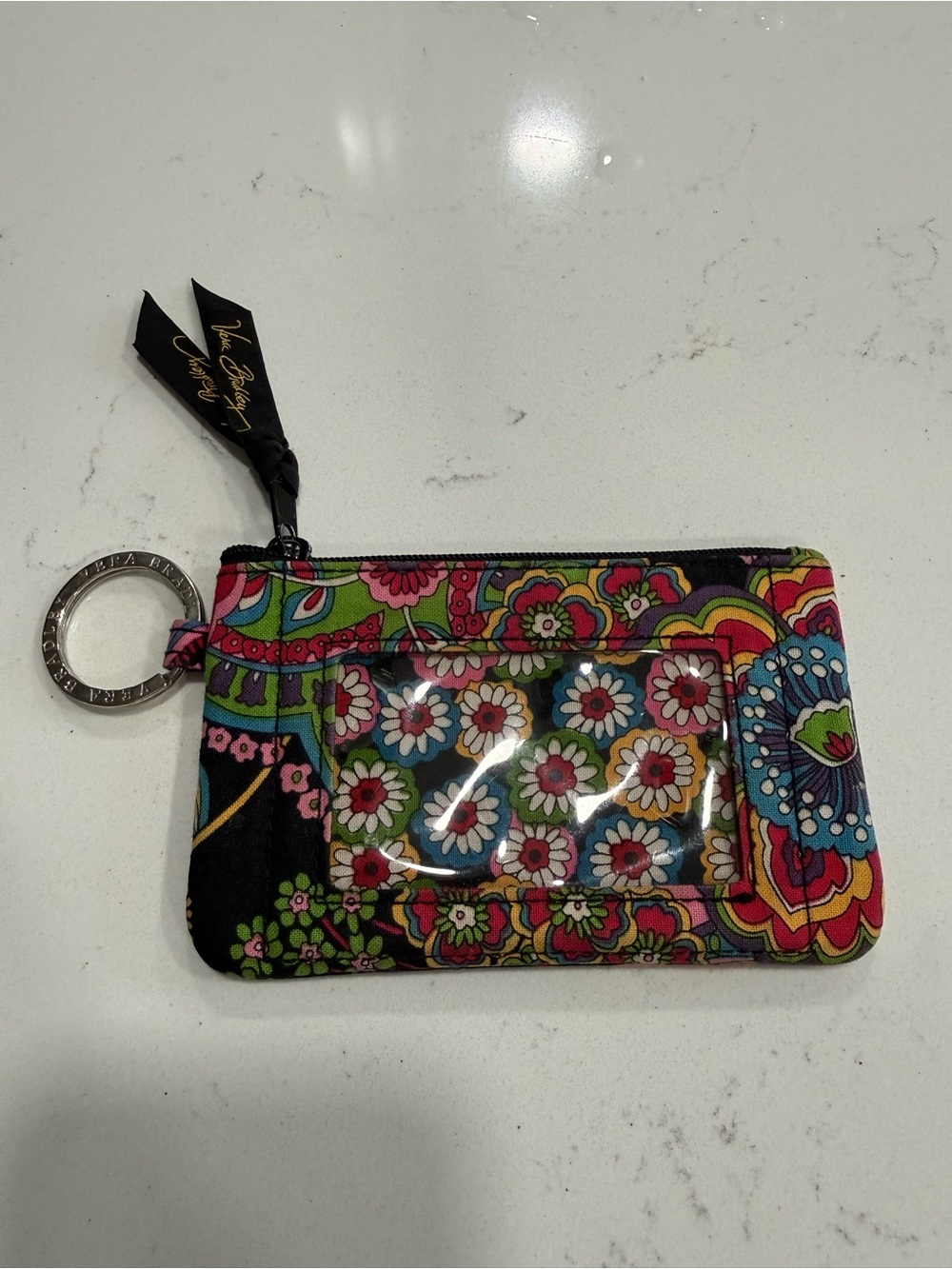 Vera Bradley Zip ID Case with Silver Key Ring
